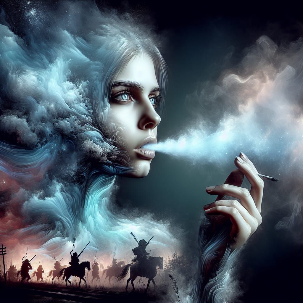 Ethereal Woman's Breath Reveals Civil War Scene