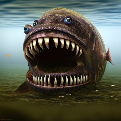 Scary Fish with Tentacles Underwater: Professional Photograp...