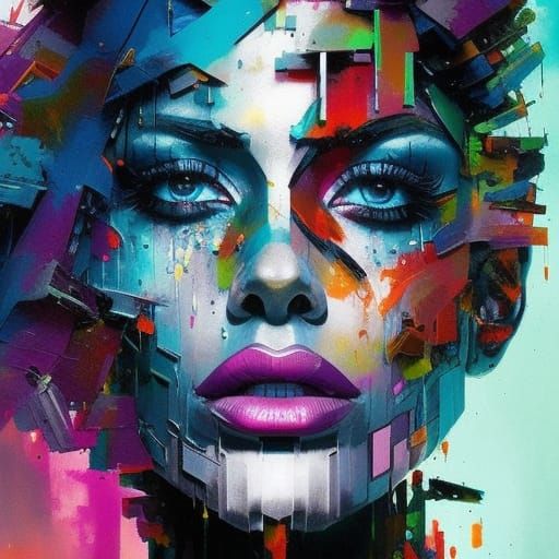 Colorful Ink Splash Skeleton Portrait in 3D