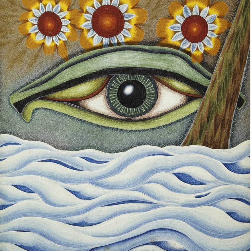 Surreal Monument in Gauguin-Style Oil Painting