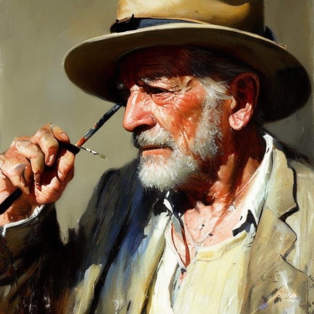 Victorian Man Smoking: Detailed Portrait