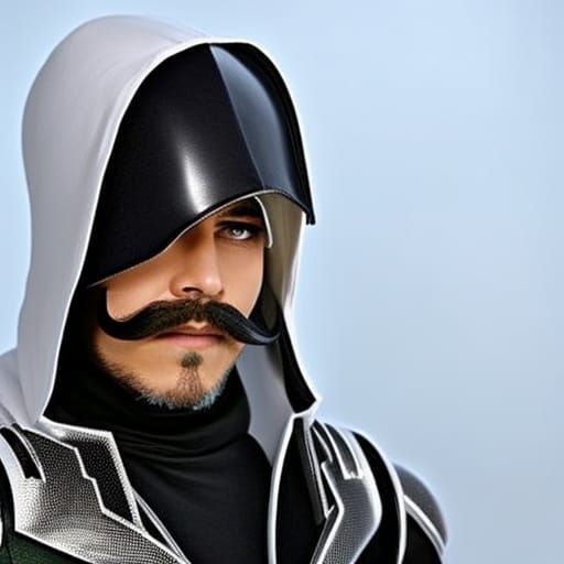 Fantasy Rogue with Pointy Mustache in White Hood