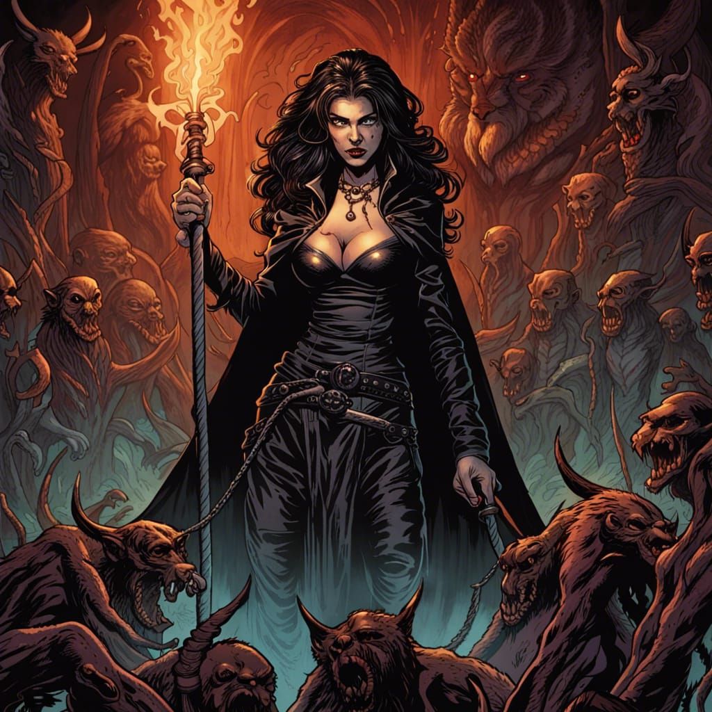 Demonic Mistress with Whip in Hell, Comic Art