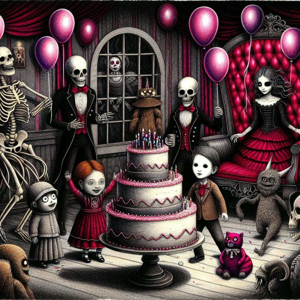 Gothic Dark Fantasy Birthday Party with Skeletons