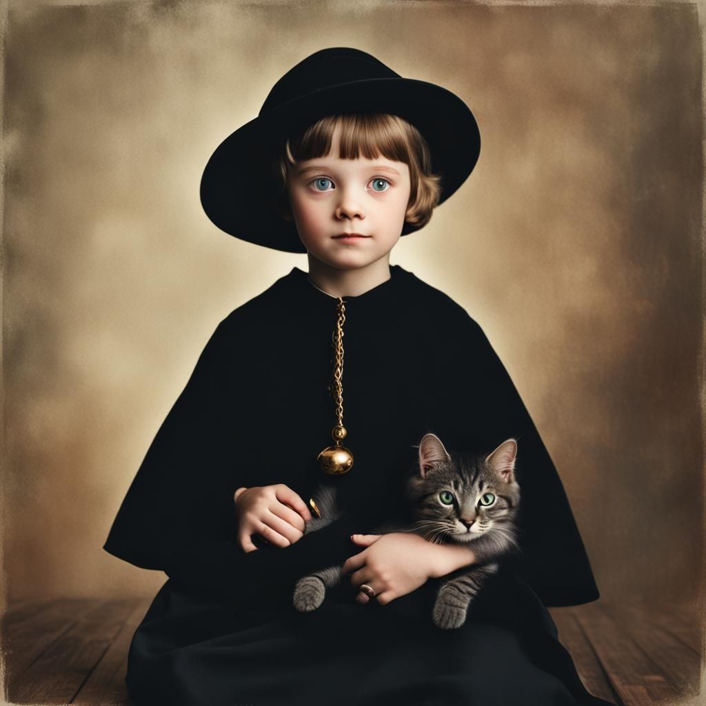 Minerva McGonagall as Toddler with Tabby Cat