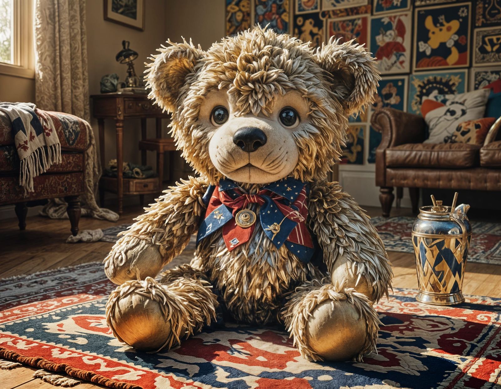 Hyperrealistic Plush Toy in Dark Room