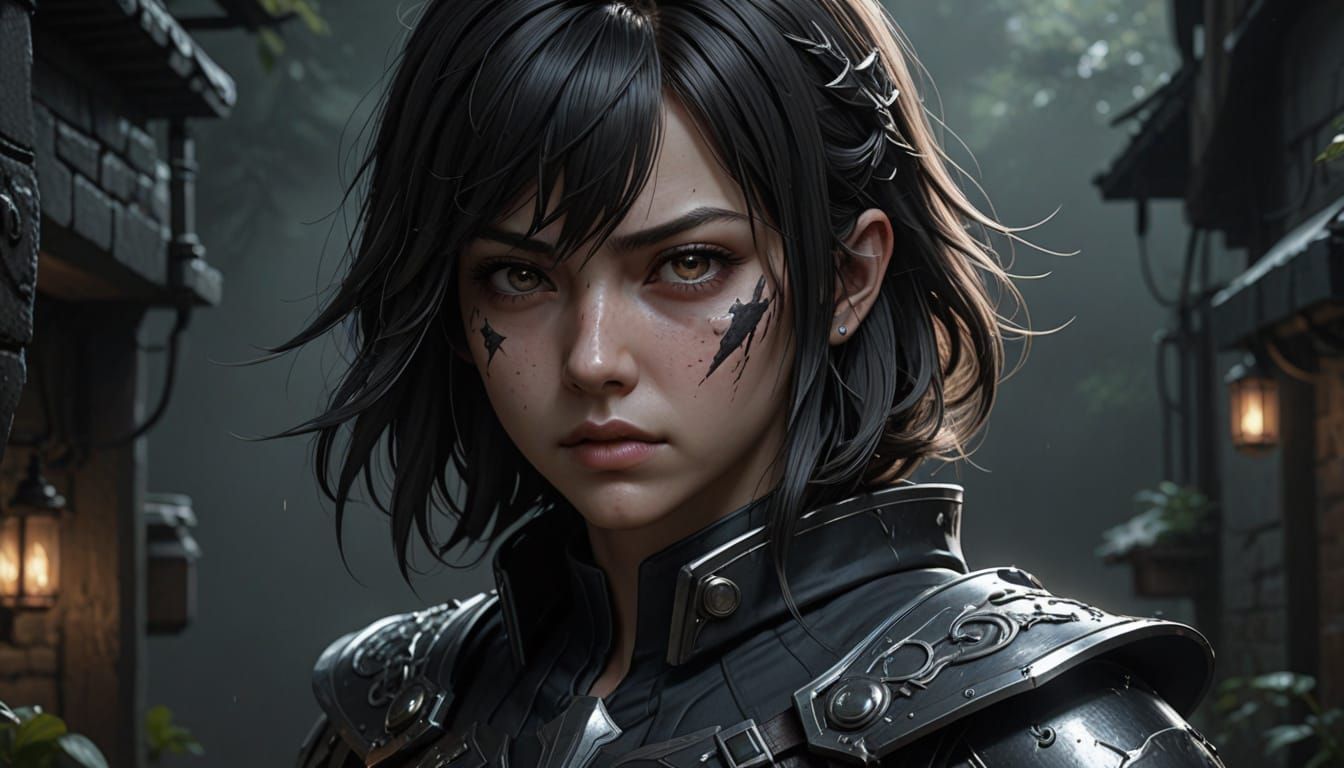 Dark Intruder in Hyper Realistic 3D Anime Style