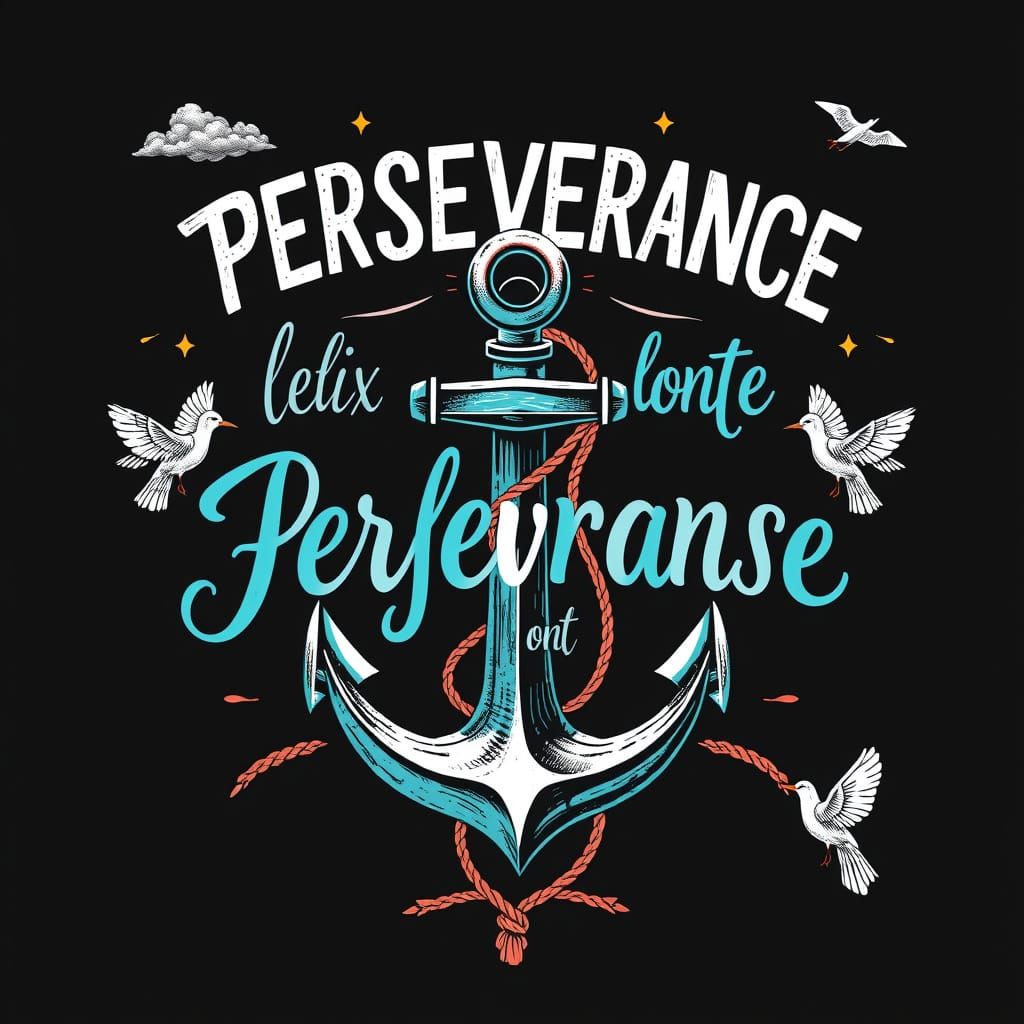 Inspirational Nautical Poster in Charcoal Drawing Style