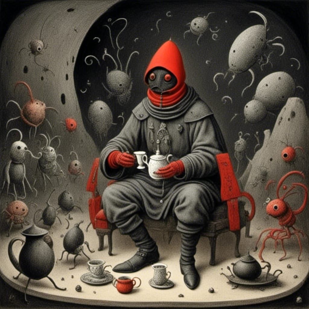 Astronaut and Bug Aliens in Cave