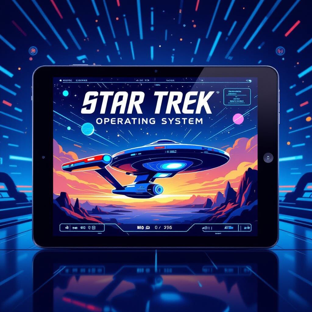 Futuristic Tablet Running Star Trek OS