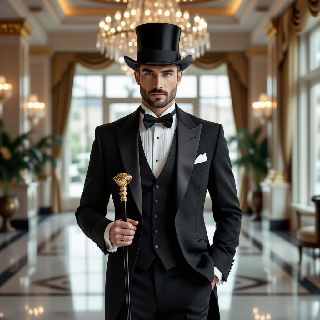 Crystal Gentleman in Tuxedo: Photorealistic Portrait