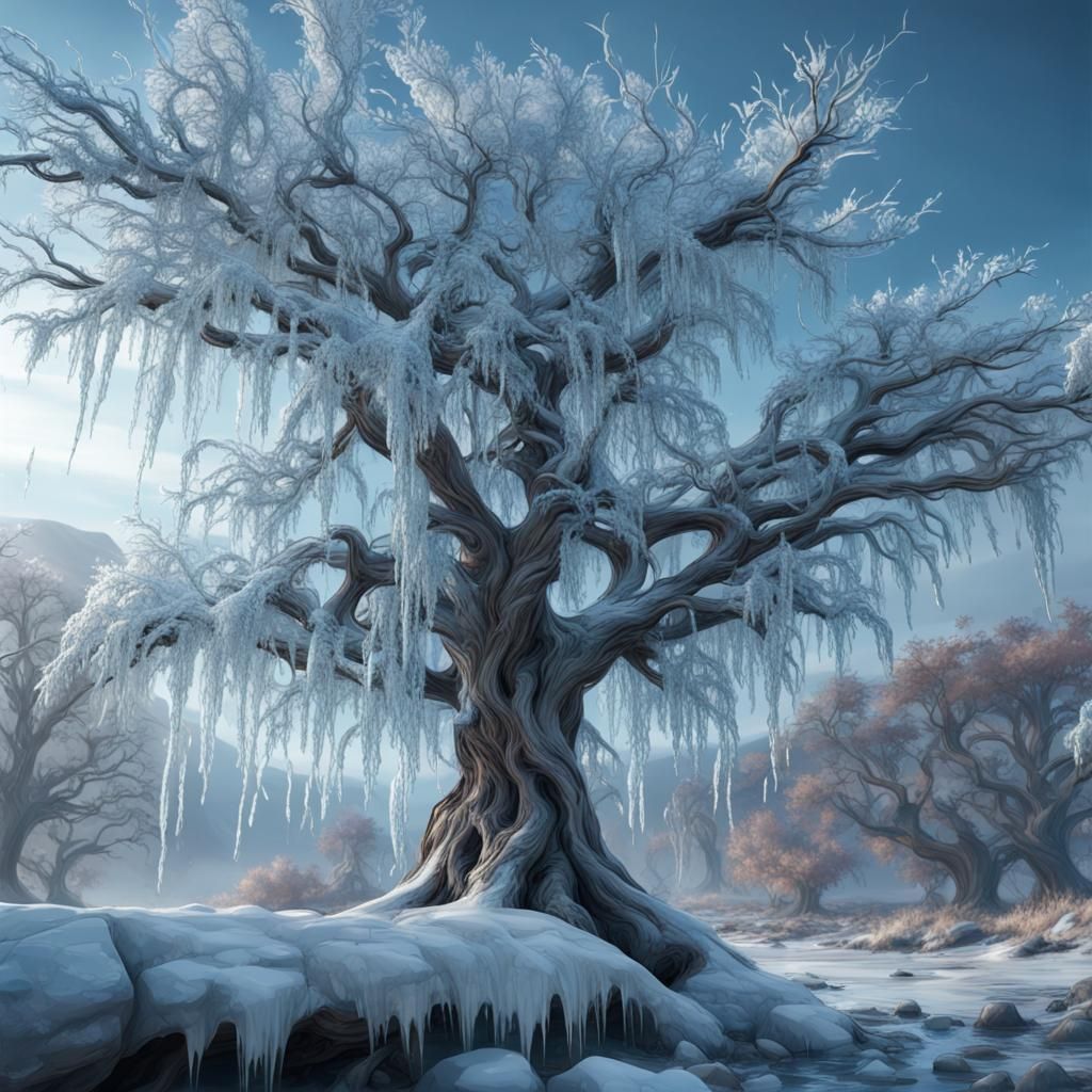 Iced Branches: Detailed Matte Painting in 8K