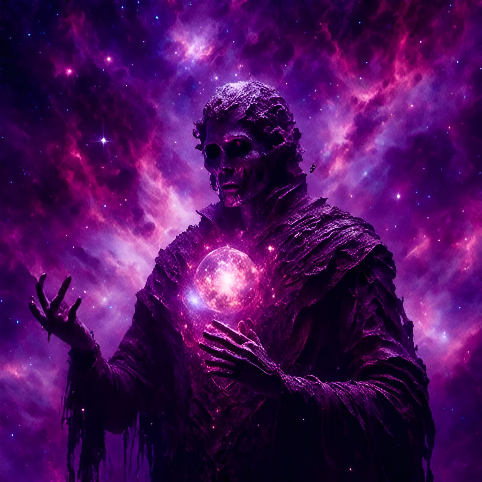 Ancient Cosmic God Creating Galaxy, Dark Fantasy Art