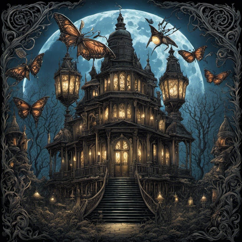 Eldritch Gothic Lantern in Tim Burton Style