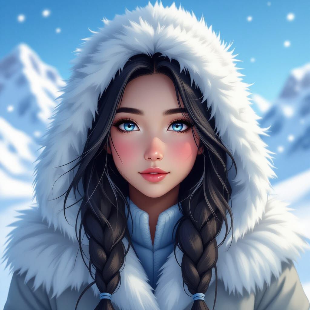 Hyper-Realistic Arctic Goddess in Anime Style