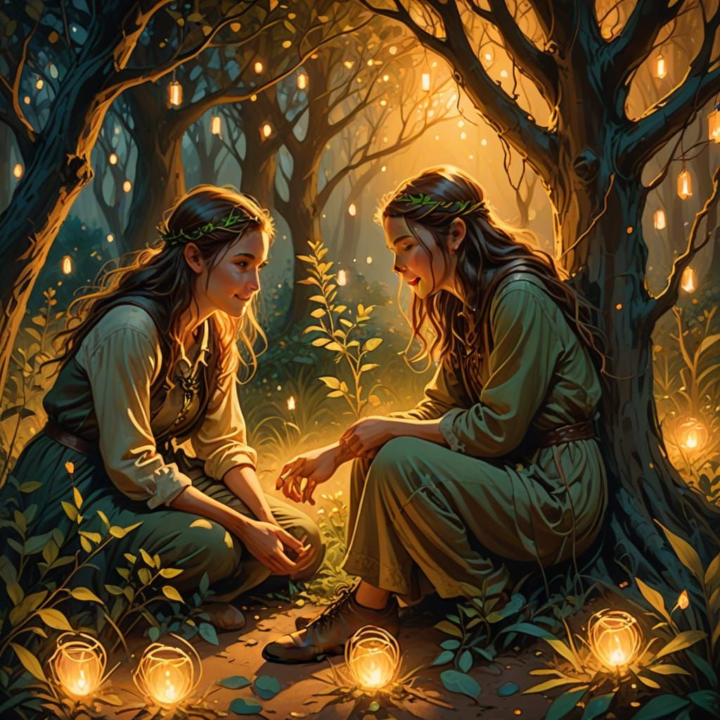 Ethereal Elves: A Surreal Impressionist Scene