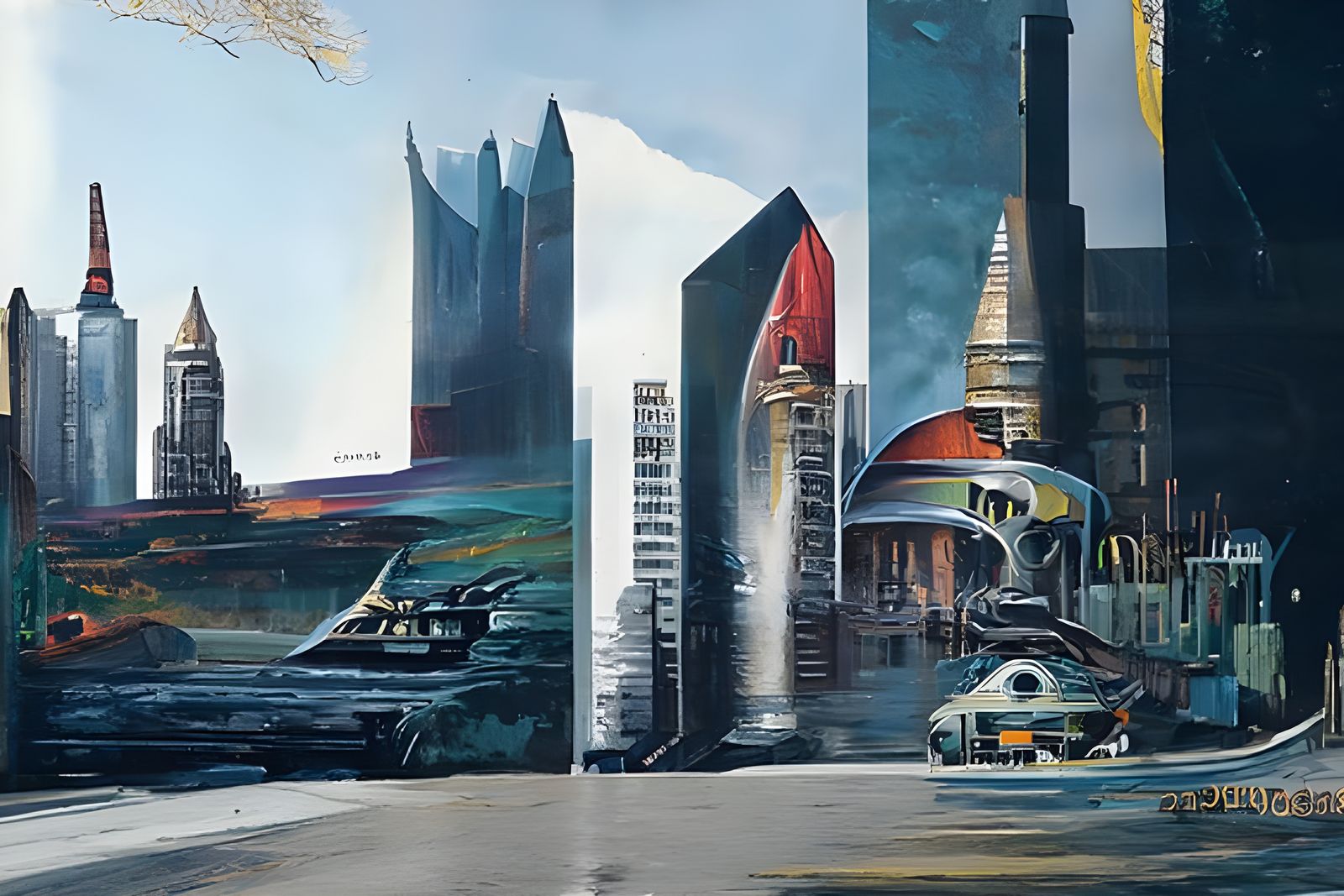 1960s Retro-Futuristic Cityscape Illustration