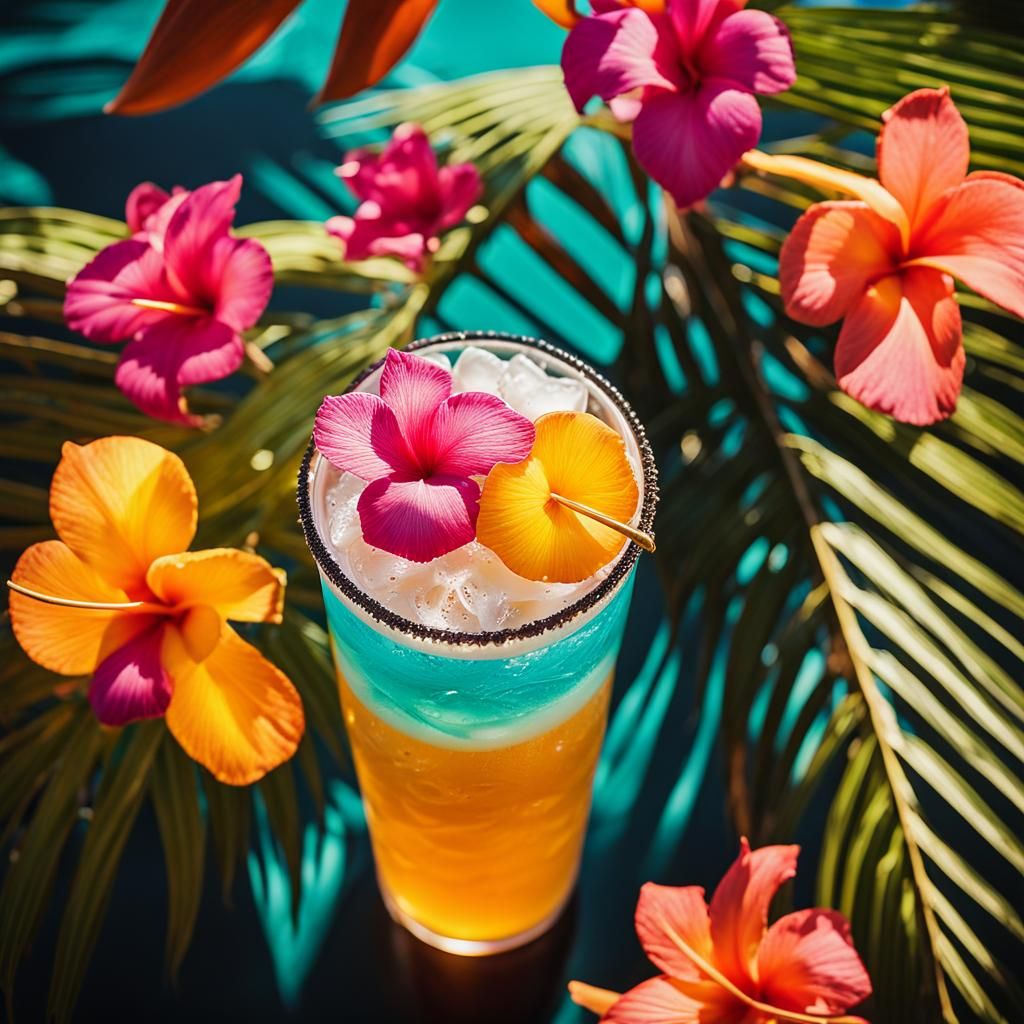 Miami Tiki Bar Beer in Tropical Art Deco Style