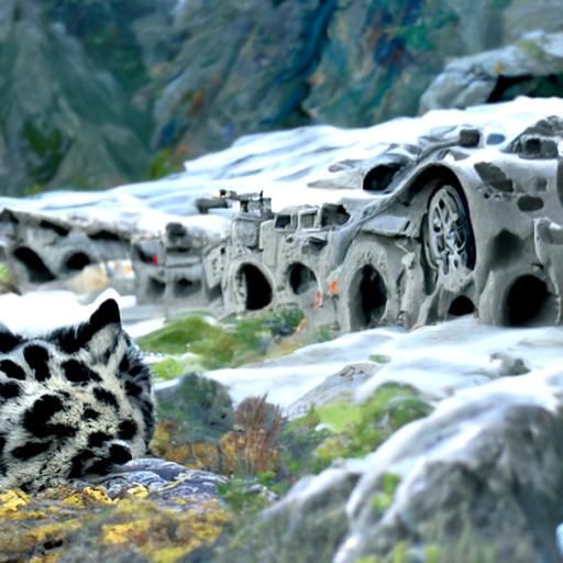 Detailed Matte Painting of a Snow Leopard