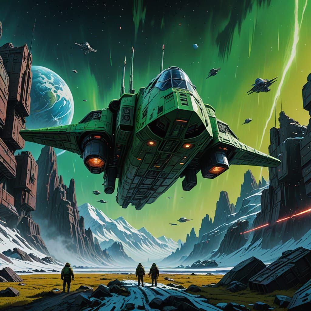 Spaceship Soars Over Earth in Epic Sci-Fi Matte Painting