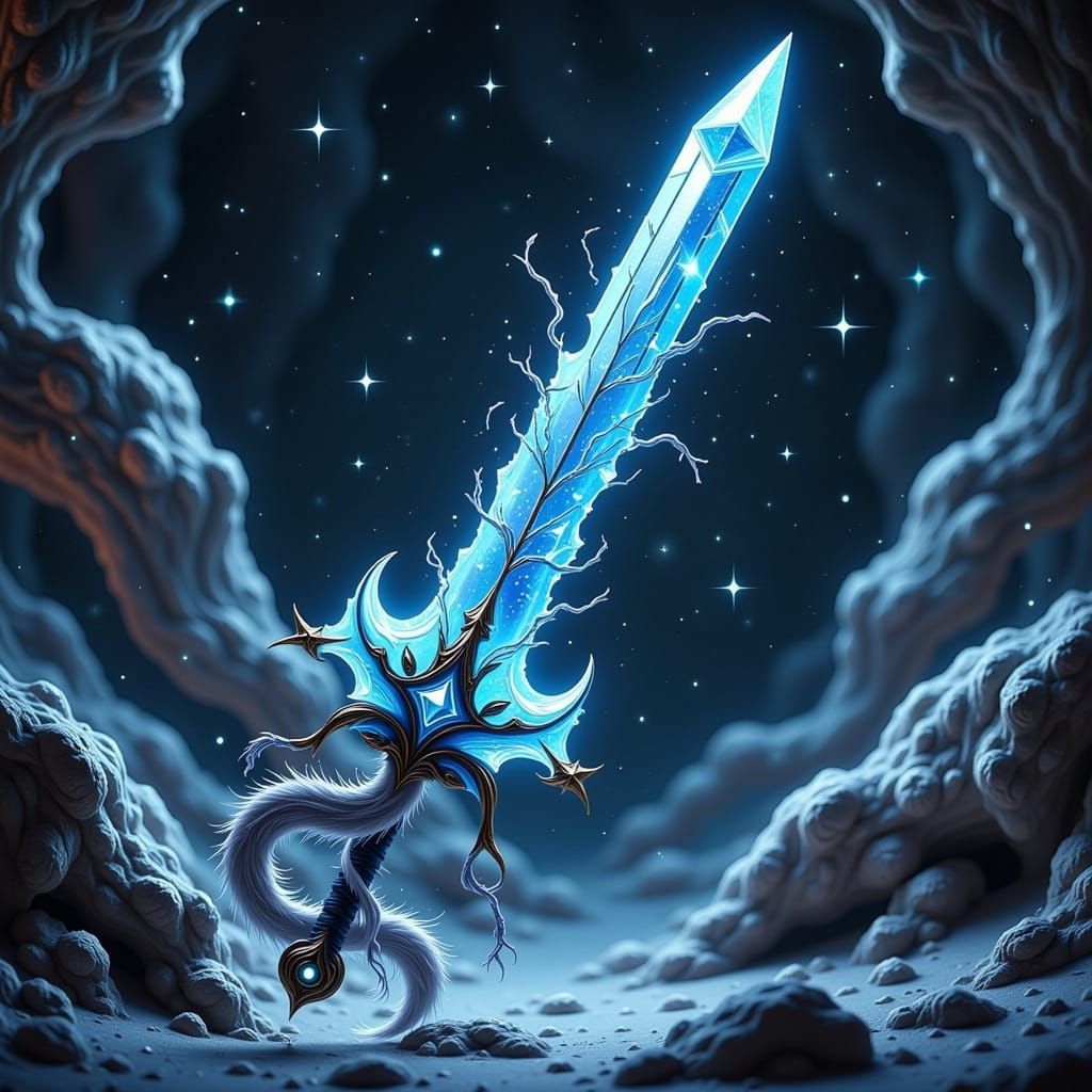 Majestic Ice Sword in Vibrant, Iridescent Colors with Alien ...