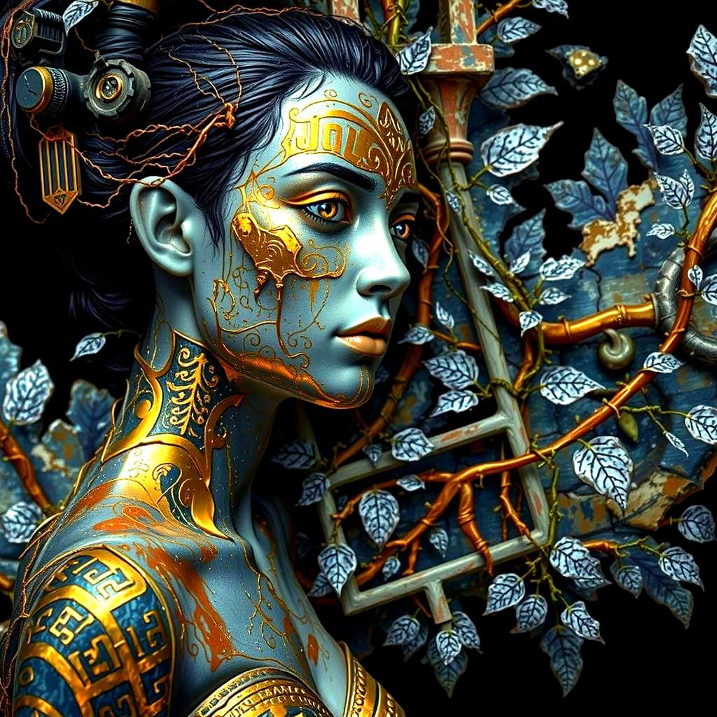 Abandoned City: Crumbling Structures and Lush Vegetation