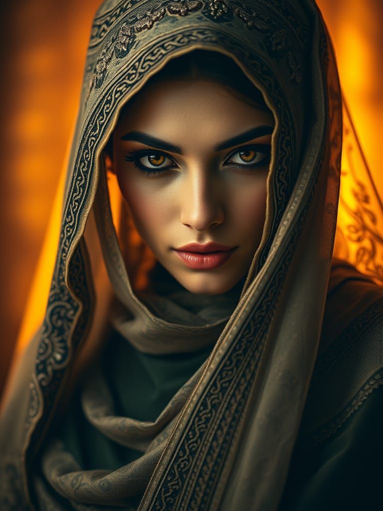 Piercing kohl-lined eyes