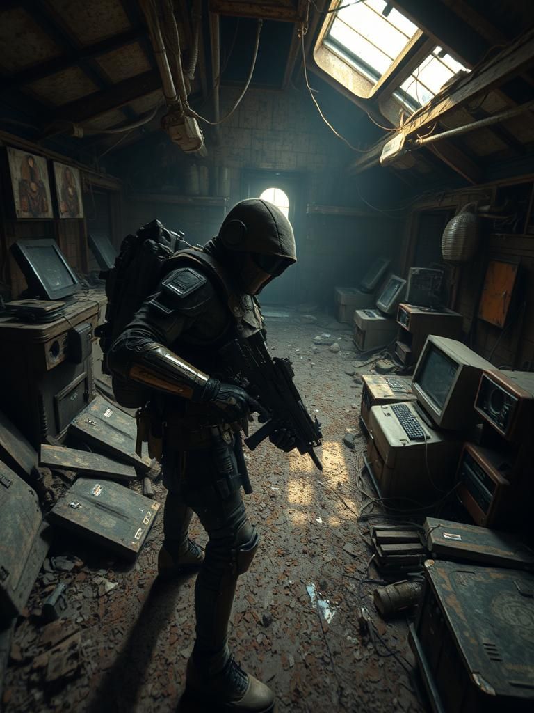 Tech Assassin Explores Abandoned Outpost in Sci-Fi Style