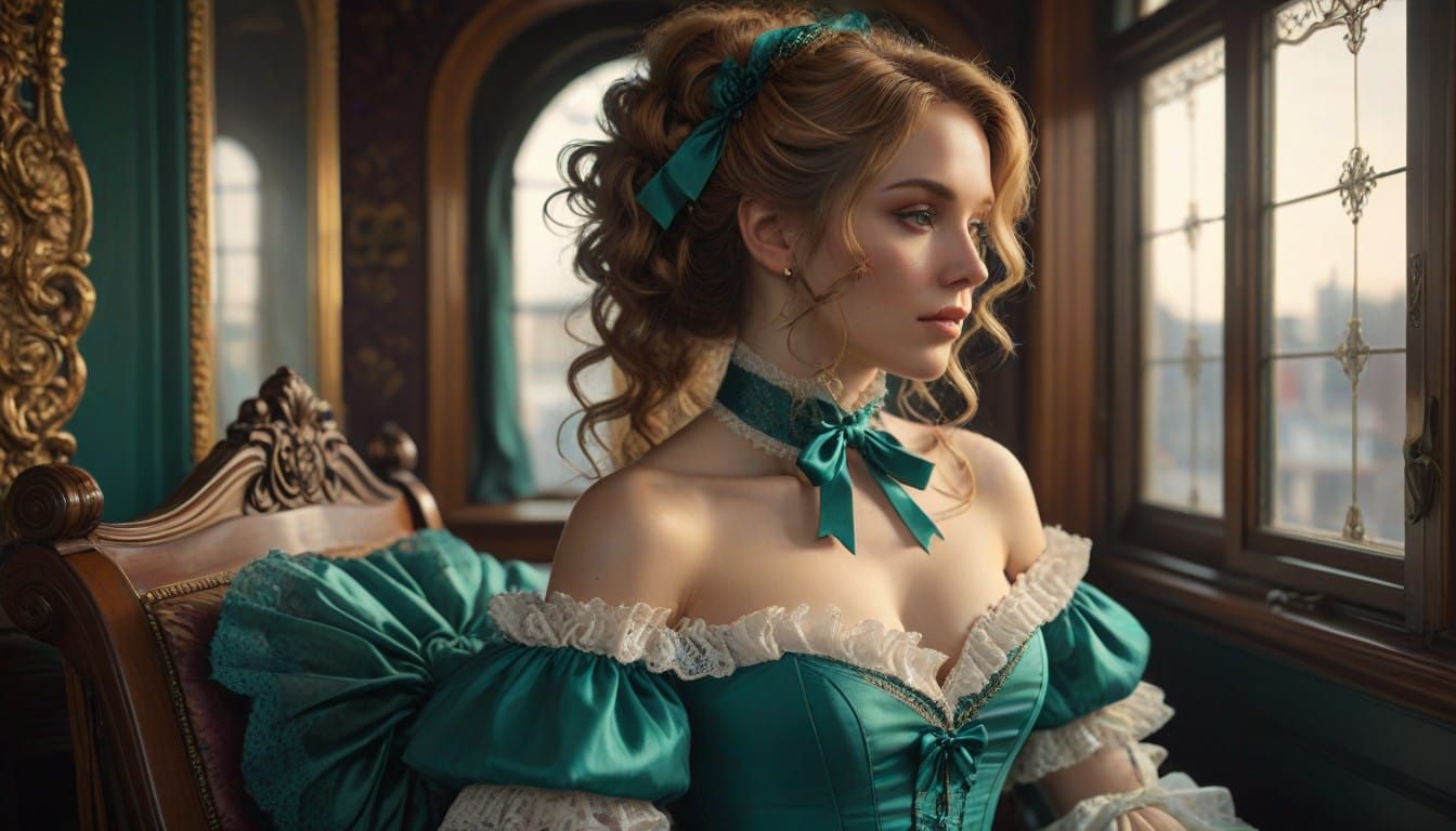 Victorian Countess in Elegant Regency Attire Arrives in Dove...