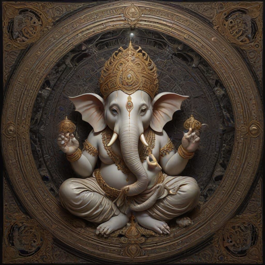 Ganesh in Mirrored Sacred Geometry: Visionary Art