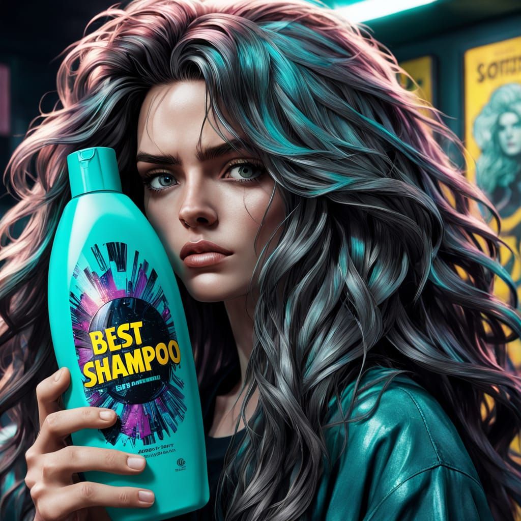 Hyperrealistic Close-up of Hair Care in Comic Book Style