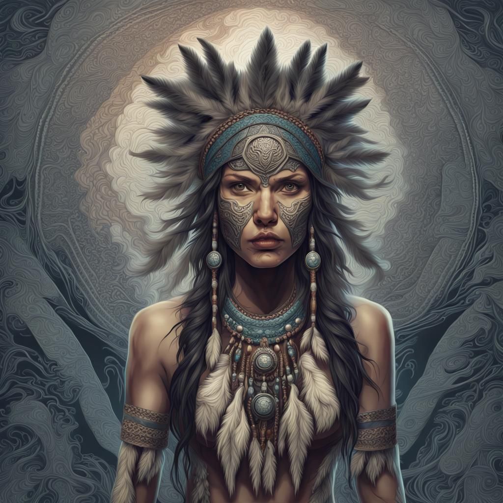 native american "skinwalker" part human female, part wolf.