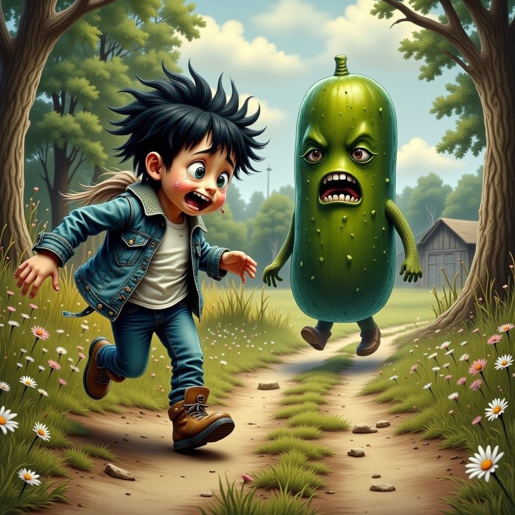 Teen's Flight From Pickle Man in Hyperreal Ohio