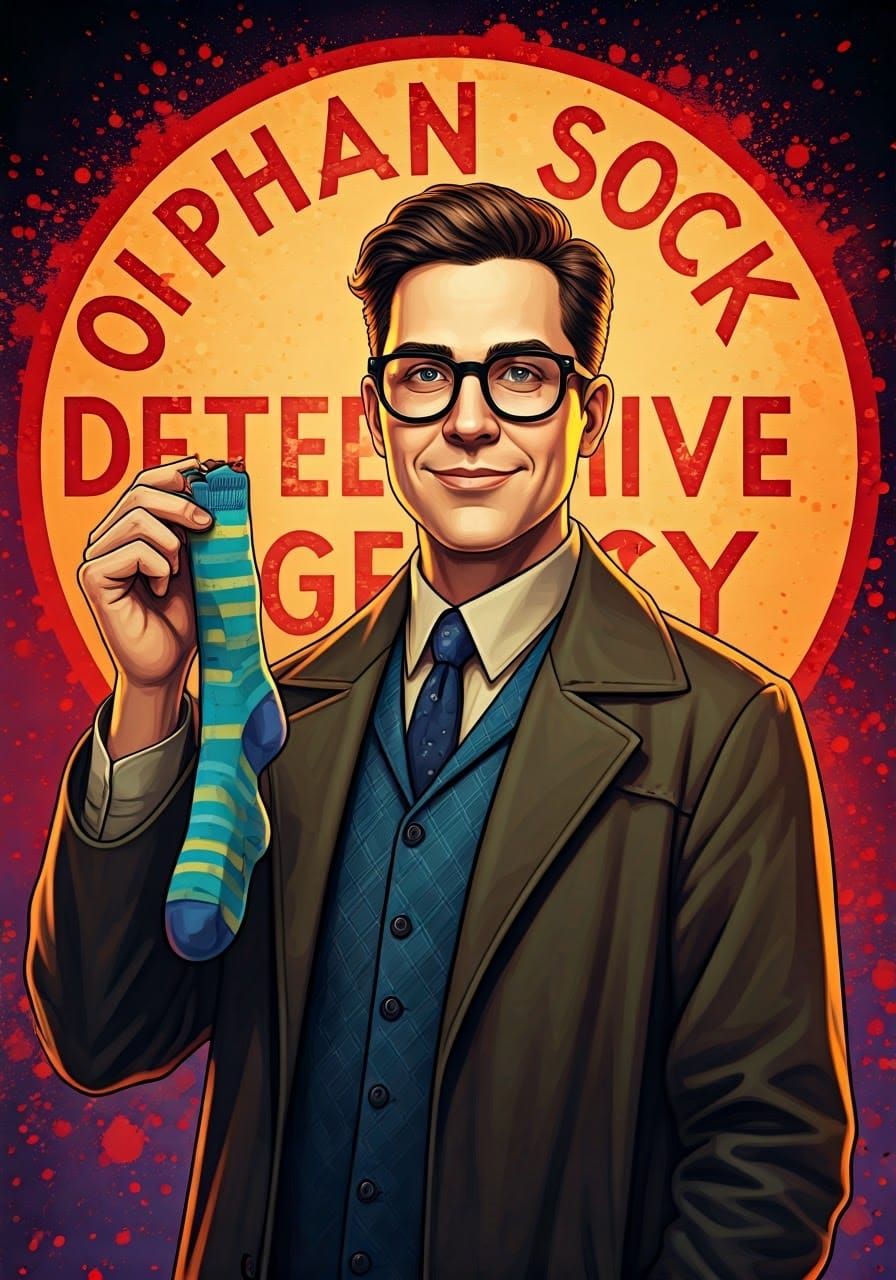 Orphan Sock Detective Agency in Comic Book Style