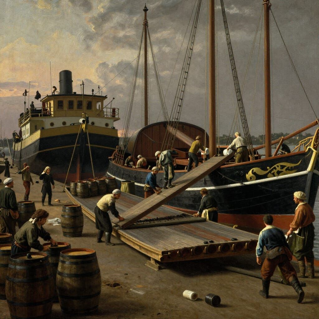1880 Amsterdam Shipyard Scene in Dutch Golden Age Style