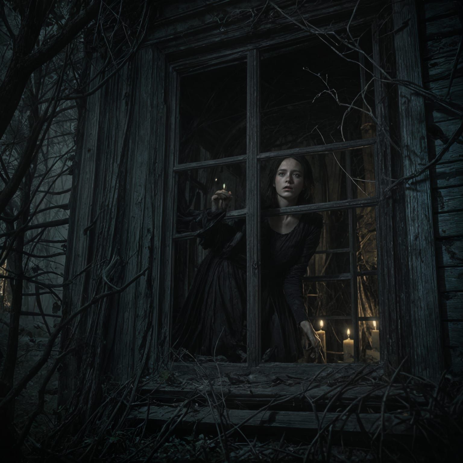 Eerie Forest House Intrusion in Horror Style