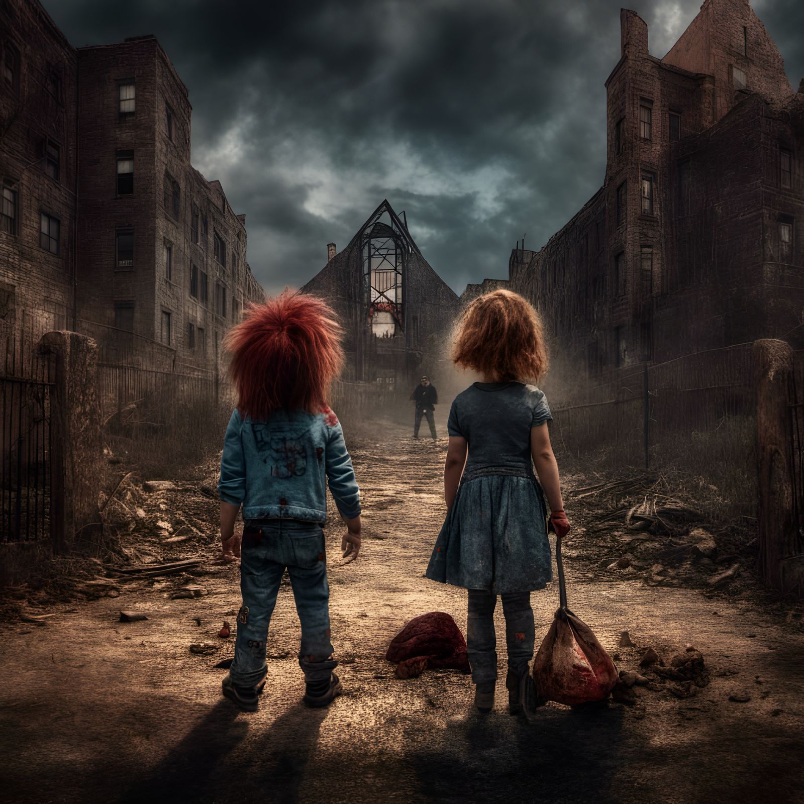 Chucky and Tiffany in Dark Asylum Art