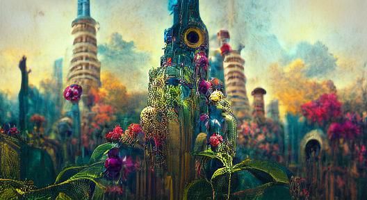 Futuristic Architecture with Overgrown Biodiversity in Kinet...