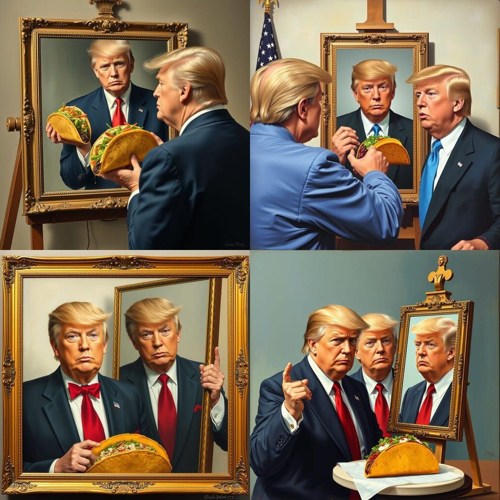 Donald Trump's Rockwell-esque Triple Self-Portrait