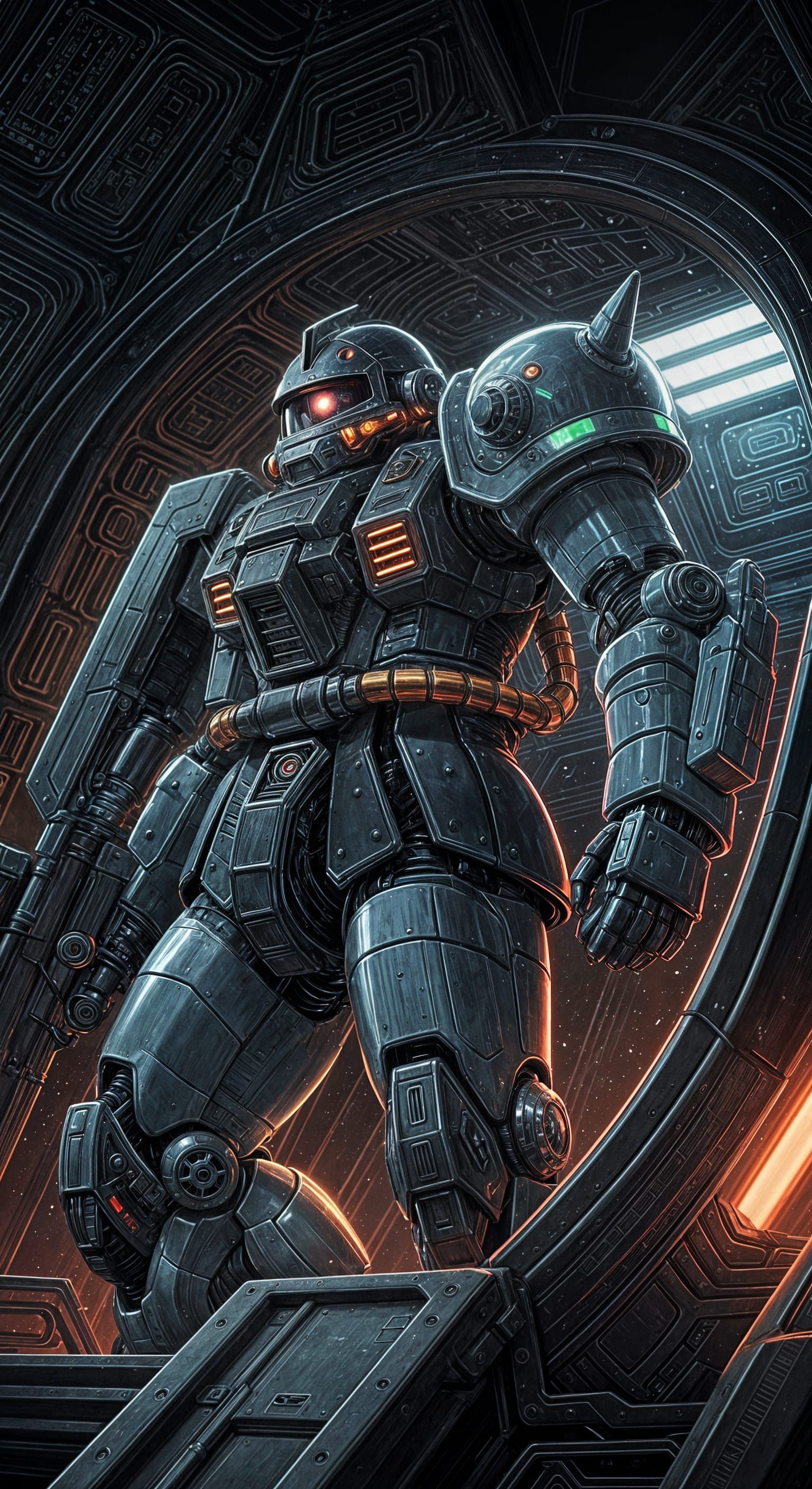 Retro Sci-Fi Pin-Up and Zaku II