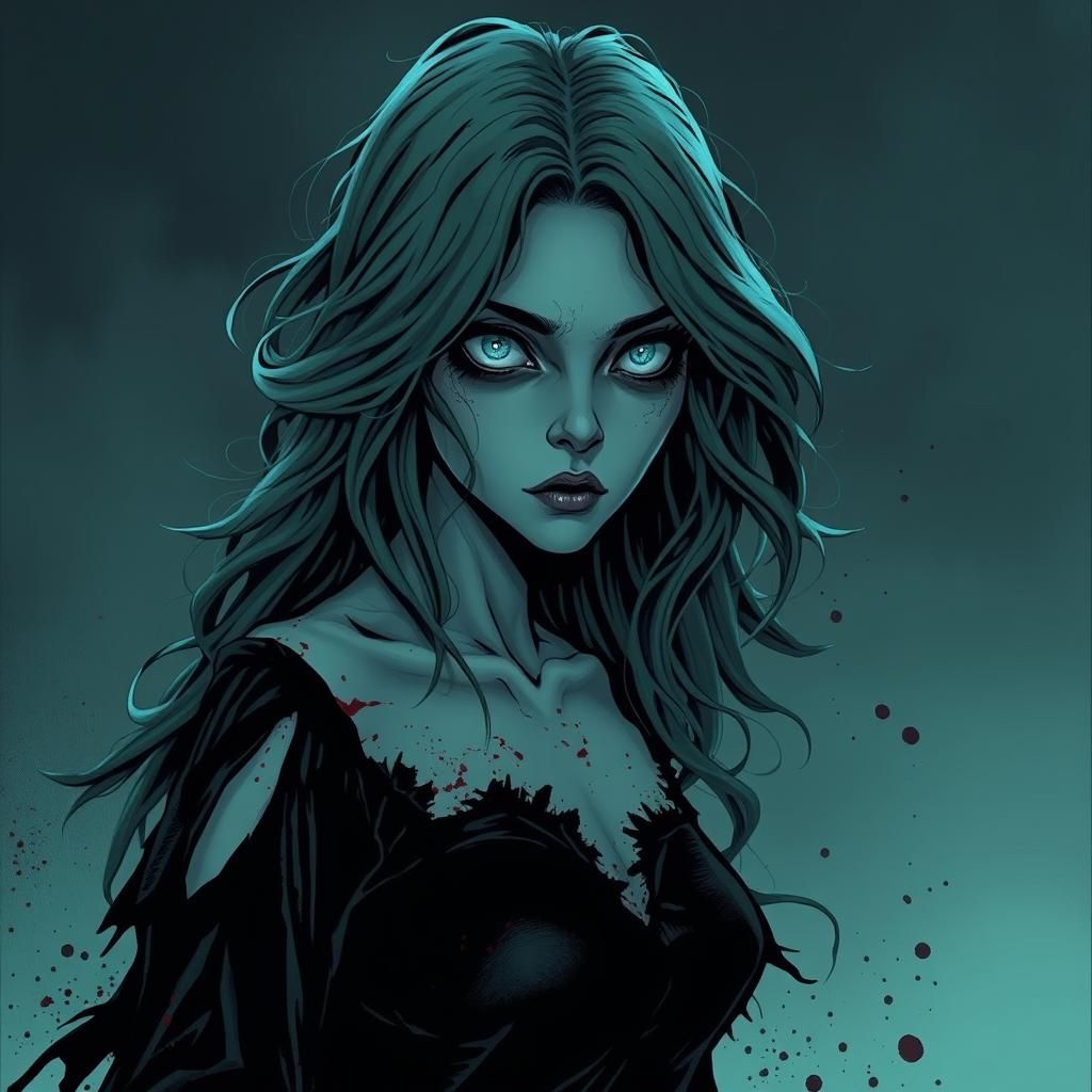 Eerie Ghostly Figure in Dark Comic Style