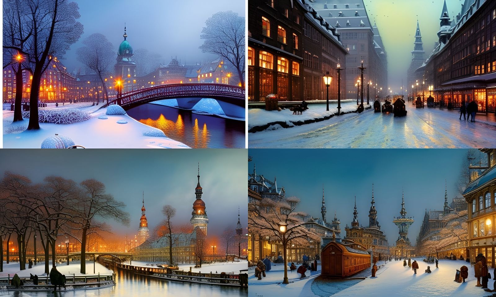 Winter in Hamburg: Iridescent Watercolor Art