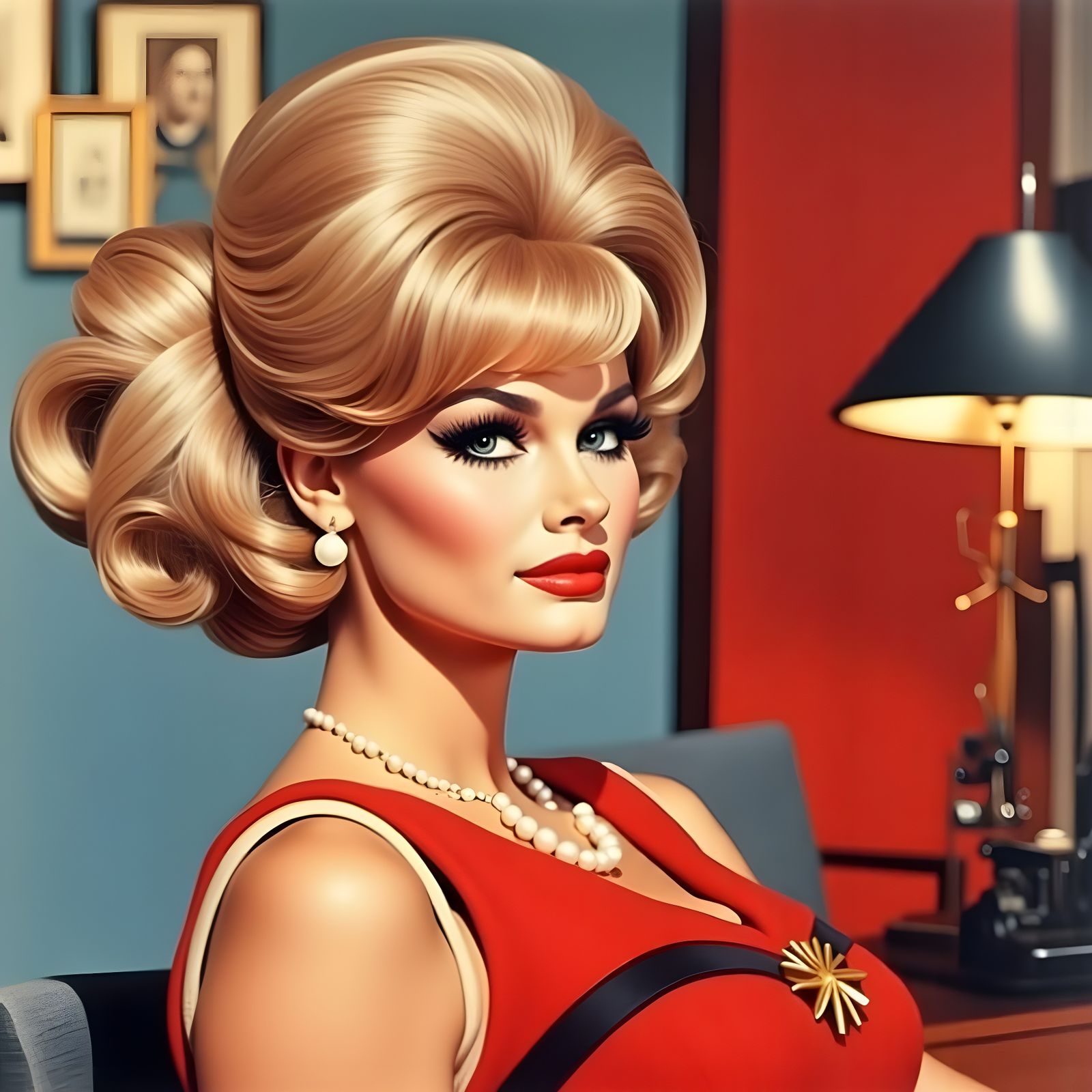 Glamorous 1960s Secretary Portrait in Retro Office
