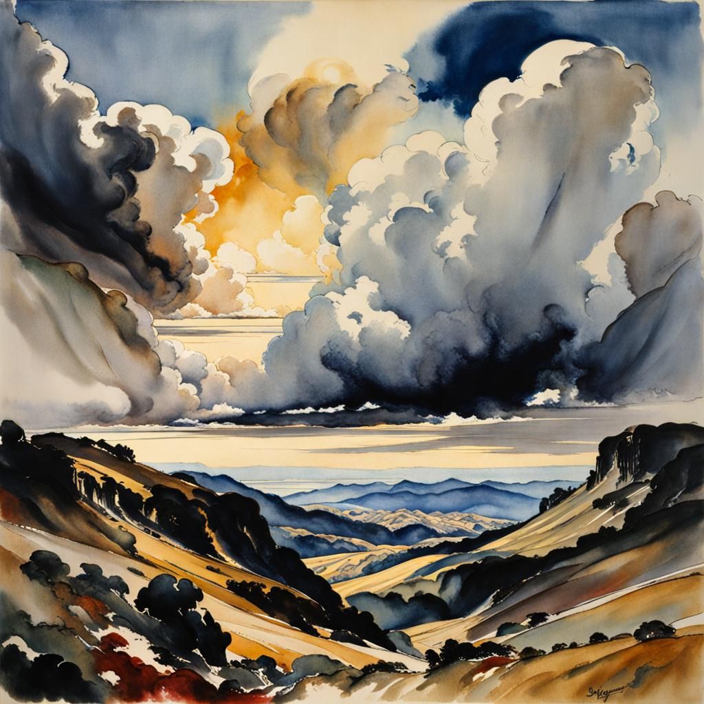 Ink Wash Cloudscape: Atmospheric Masterpiece