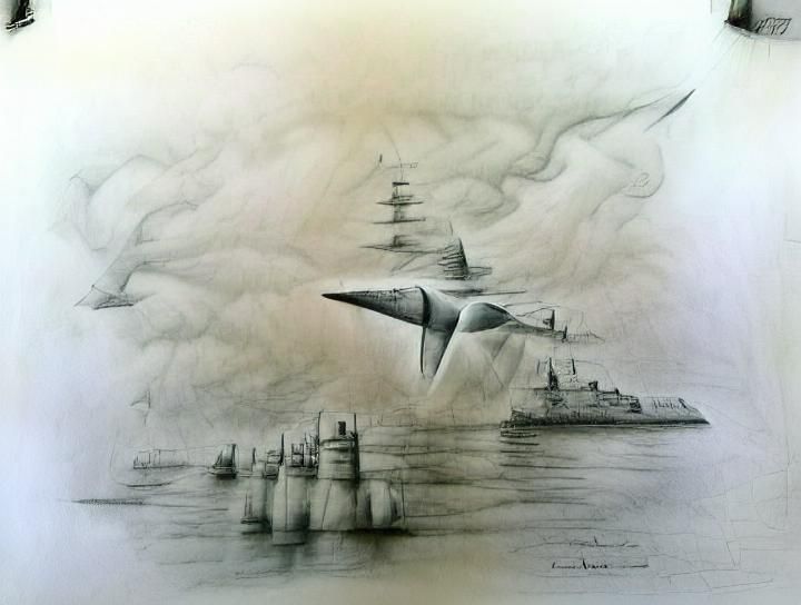 Monochrome Pencil Sketch of Abstract Forms
