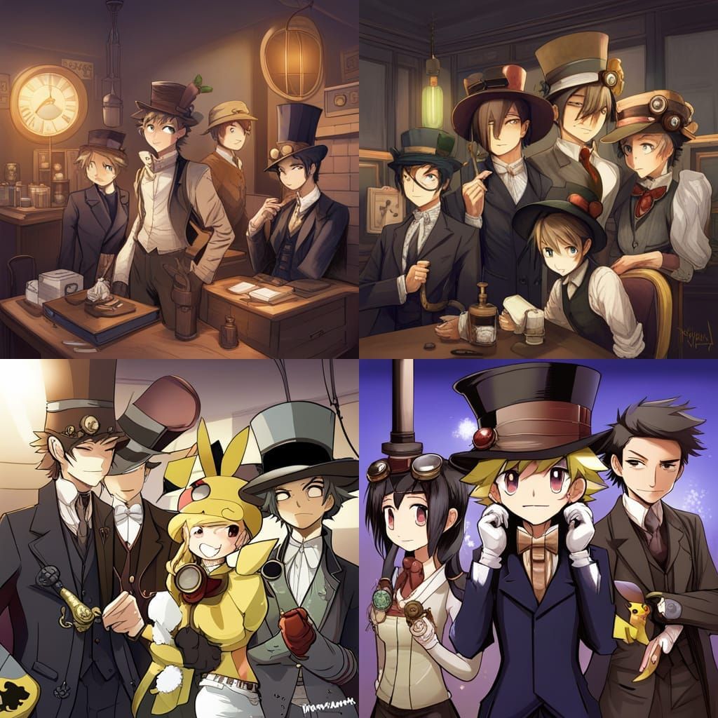 Pikachu in Steampunk Saloon, Anime Style