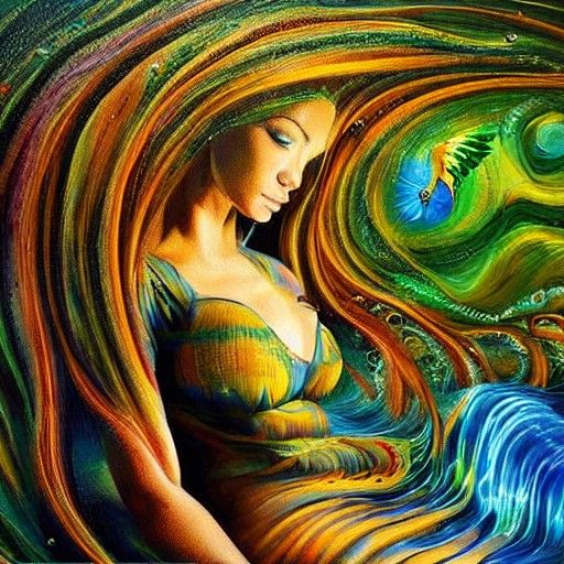 Surreal Earth Art: Woman Giving Birth to Nature