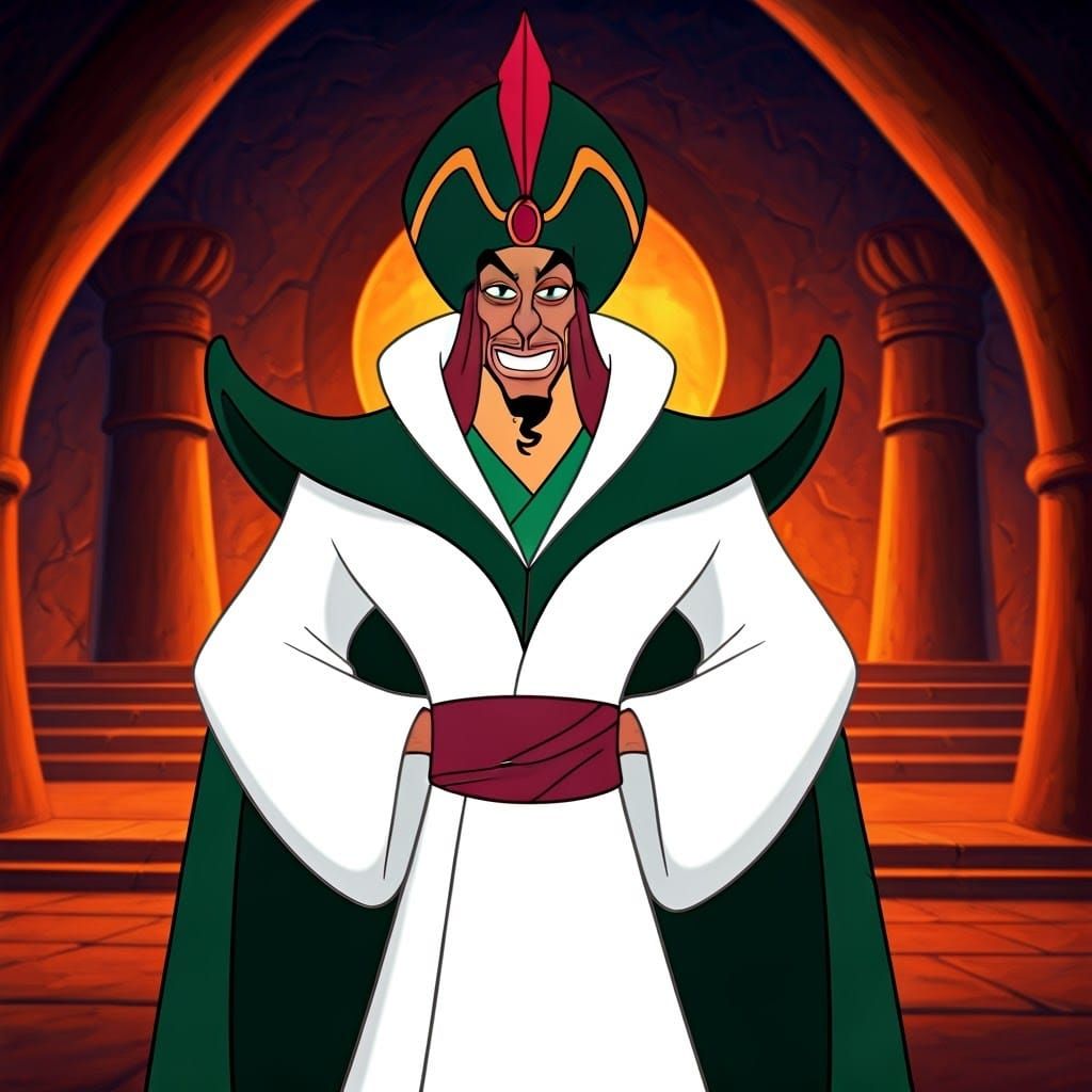 Kind Jafar in White Robes with Happy Smile