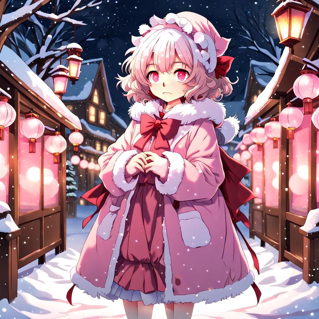 Remilia Scarlet in Snowy Christmas Town: Anime Style