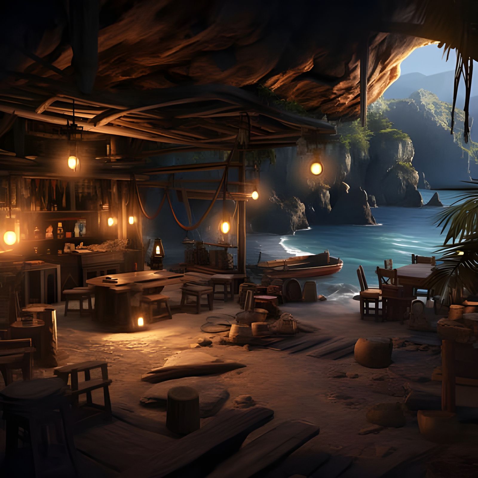 Secluded Pirate Smuggler's Cove Hideout